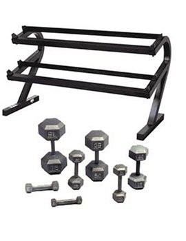 5-50lb-Hex-Dumbbells-and-Deluxe-2-tier-Rack-0