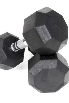 50-lbs-Rubber-Encased-Octagonal-Dumbbells-with-Deluxe-2-Tier-Dumbbell-Rack-0