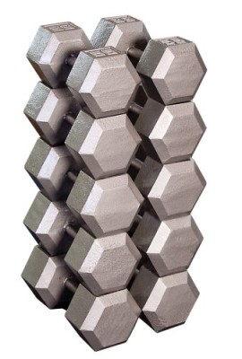Body-Solid-SDS650-55-75-Pound-Grey-Hex-Dumbbell-Set-0