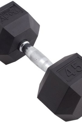 Body-Sport-Rubber-Encased-Hex-Dumbbell-45-Pound-0