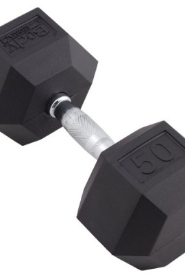 Body-Sport-Rubber-Encased-Hex-Dumbbell-50-Pound-0