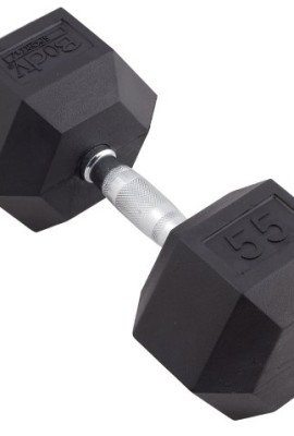 Body-Sport-Rubber-Encased-Hex-Dumbbell-55-Pound-0