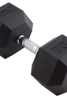 Body-Sport-Rubber-Encased-Hex-Dumbbell-70-Pound-0