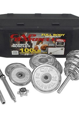Cap-Barbell-100Lbs-Chrome-Barbell-Set-With-Knock-Down-5-Bar-In-A-Plastic-Case-0