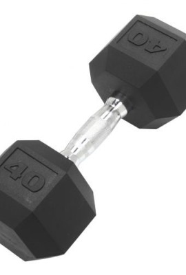 DWC-Dumbbell-Hex-Rubber-Coated-Commercial-Grade-Ergonomic-Steel-Handle-40-LB-0