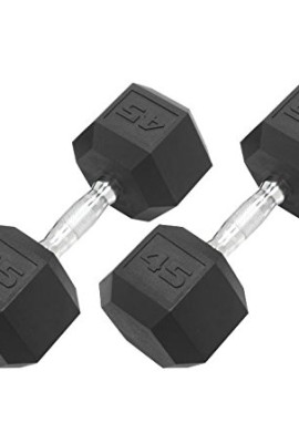 DWC-Hex-Dumbbells-PAIRS-Rubber-Coated-for-Crossfit-personal-training-commercial-and-personal-training-gyms-5-110lb-Pairs-45-LB-0
