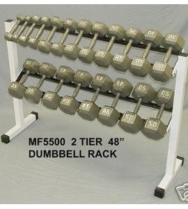 New-5-50lb-Hex-Dumbbells-w-2-tier-60-Dumbbell-Rack-Rubber-Mat-0