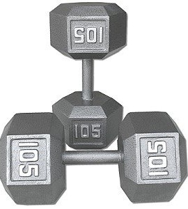 Pair-105-Lb-Cast-Iron-Hex-Dumbbells-0