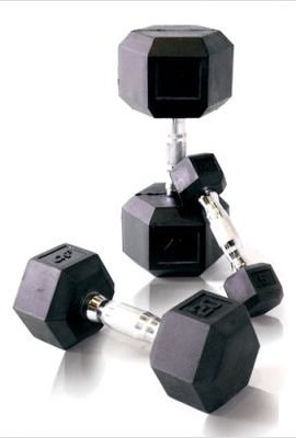 Rubber-Coated-Hex-Dumbbell-with-Contoured-Chrome-Handle-Weight-105-lbs-0