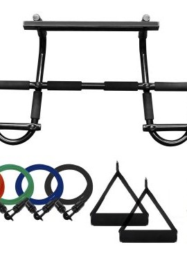 Wacces-New-Doorway-Heavy-Duty-Chin-Up-Pull-Up-Bar-With-5-Resistance-Bands-0-0