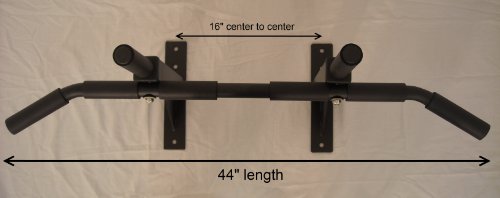 Wall Mounted Chin up Pull up Bar 16 Center Stud Mount w Rubber Grips 44 Long Training Equipment Direct