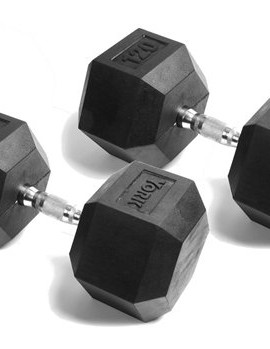 York-Barbell-120-lb-Rubber-Hex-Chrome-Ergo-Handle-Dumbbells-0