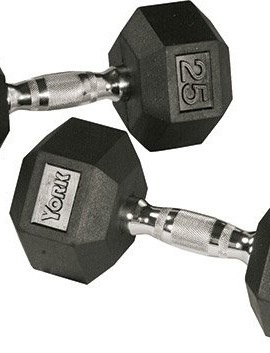 York-Rubber-Hex-25-30-lb-Dumbbells-0