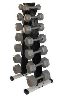7-Pair-Dumbbell-Rack-with-Grey-Hexgon-Dumbbell-Set-Total-226-Lbs-0