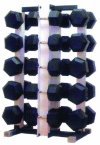 Grey-Hex-Dumbbell-Set-20-Pairs-2100lb-w-Free-Mat-Two-of-4-sided-Racks-0