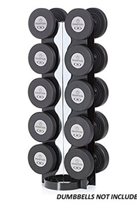 Hampton-VH-5-Two-Sided-5-Pair-Vertical-Dumbbell-Rack-Holds-Chrome-Dumbbells-Hex-Dumbbells-Pro-Style-Dumbbells-Solid-Head-Dumbbells-0