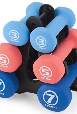 Crown-Sporting-Goods-Strength-Set-of-3-Pairs-of-Neoprene-Body-Sculpting-Hand-Weights-with-Storage-Rack-0