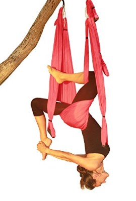 Wing-Yoga-Swing-Antigravity-Yoga-Hammock-with-Straps-Daisy-Chain-Red-0