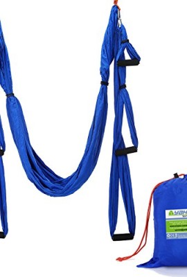 YahillTM-Deluxe-25-Yards-Elastic-Decompression-Inversion-Therapy-Anti-Gravity-Yoga-Swing-Aerial-Yoga-Hammock-Flying-Yoga-Strap-Yoga-Trapeze-Yoga-Sling-Capable-of-2000-Lb-Blue-0